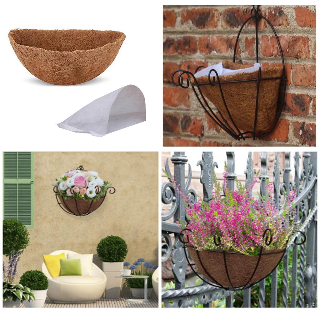 Kokosnuss-Hängekorb-Einlage Wasserabsorbierend Halbkreis Kokosnuss-Einlage mit Vliesstoff für Blumen Gemüse