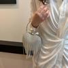 Street tassel women's bag box bag new fashion diamondencrusted peach heart bag texture chain shoulder messenger bag