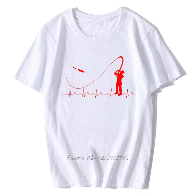 Fishinger Heartbeat T Shirt - Funny Fish Fisherman Gift Idea Fashion Men T-Shirt Fashion Short Sleeve Cotton Tees Men's Clothing
