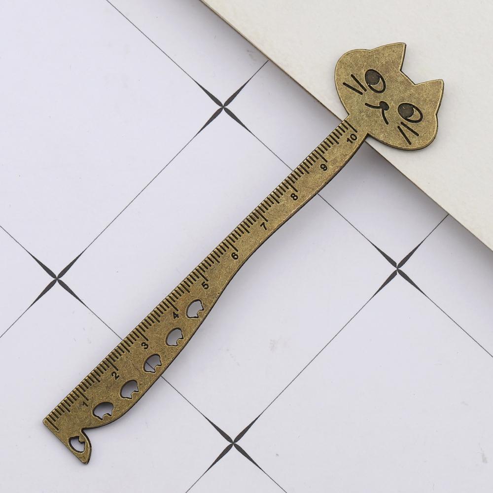1 Stück Niedlich Kawaii Retro Vintage Metall Katze Spitze Lineal Lesezeichen Schulbürobedarf Schreibwaren Ellen Brook Geschenk Nähen Zeichnen