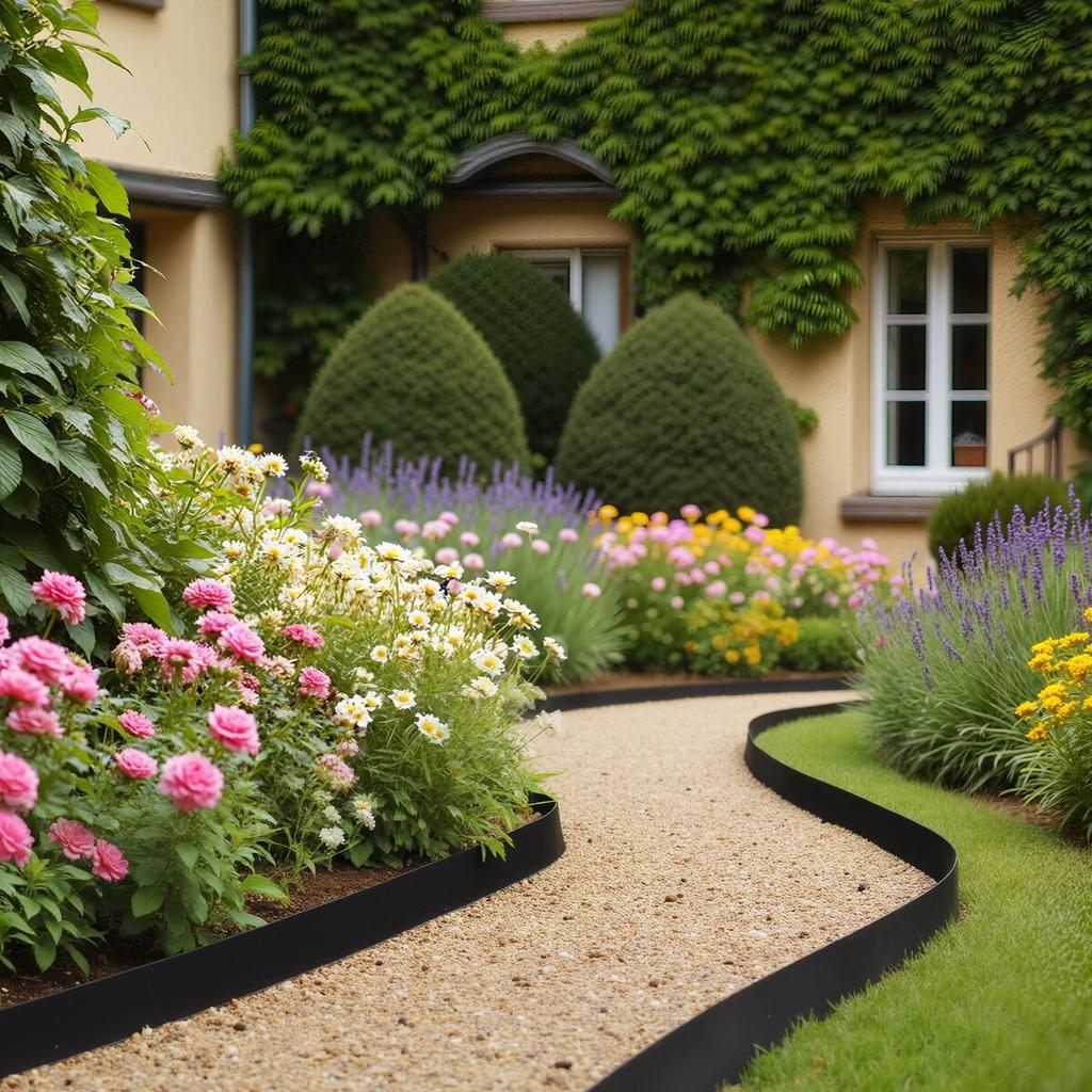 Landscape Edging, 1000 X 10 Cm Plastic Garden Border Edging with 30 Spikes & 2 Ground Stakes, No Dig, Flexible Lawn Edgings Roll, UV-Resistant Mini