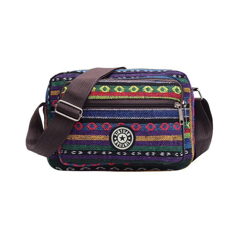 Boho Ethnic Pattern Nylon Crossbody Bag Lightweight Casual Women's Shoulder Bag