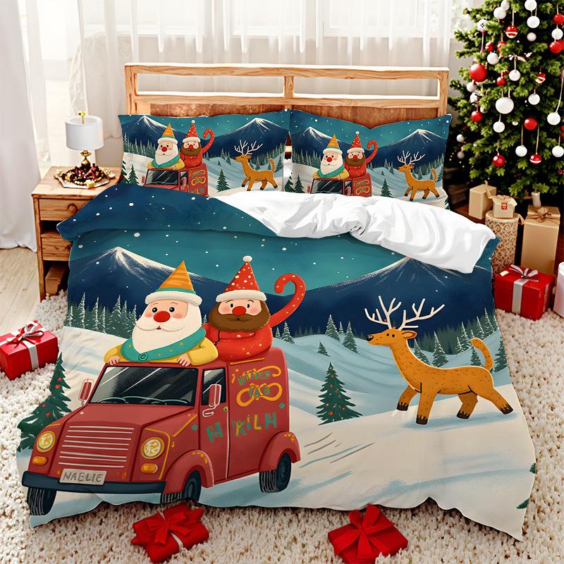 

3D Постельное белье с цифровой печатью из двух или трех предметов Санта и Лось Полиэстеровый пододеяльник EU single 135*200