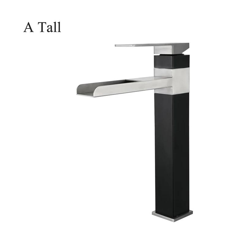 Black Gold Faucet Stainless Steel Waterfall Faucet Mixed Faucet Countertop Hot Cold Mixed Water Taps Bathroom Faucet Single Hole