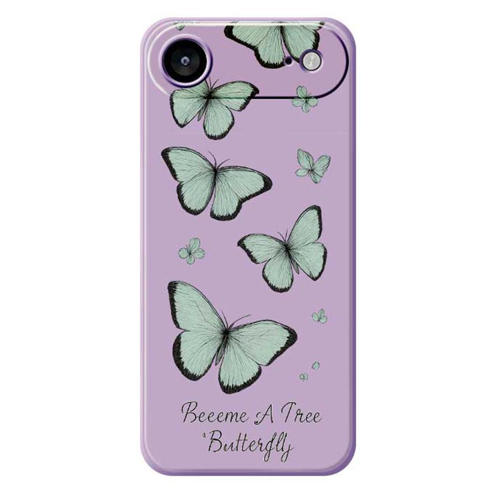For iPhone 17 Air Case Green Butterfly Pattern Printing Straight Edge TPU Phone Back Cover