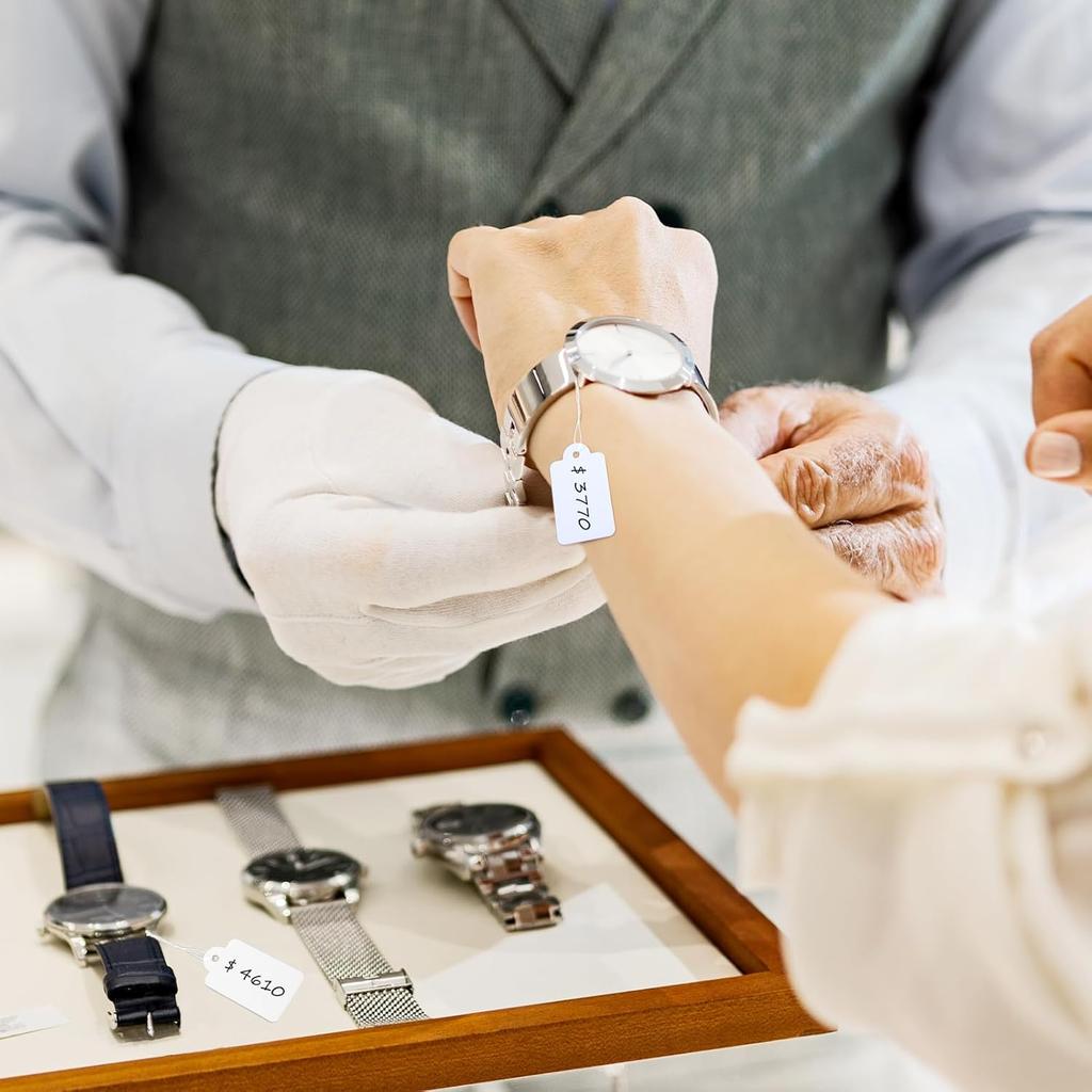 1000 PCS Price Tags with String Attached, 1.8 x 1 inch Small Blank Labeling Tags, White Marking Merchandise Strung Tags Writable Paper Tag for Present