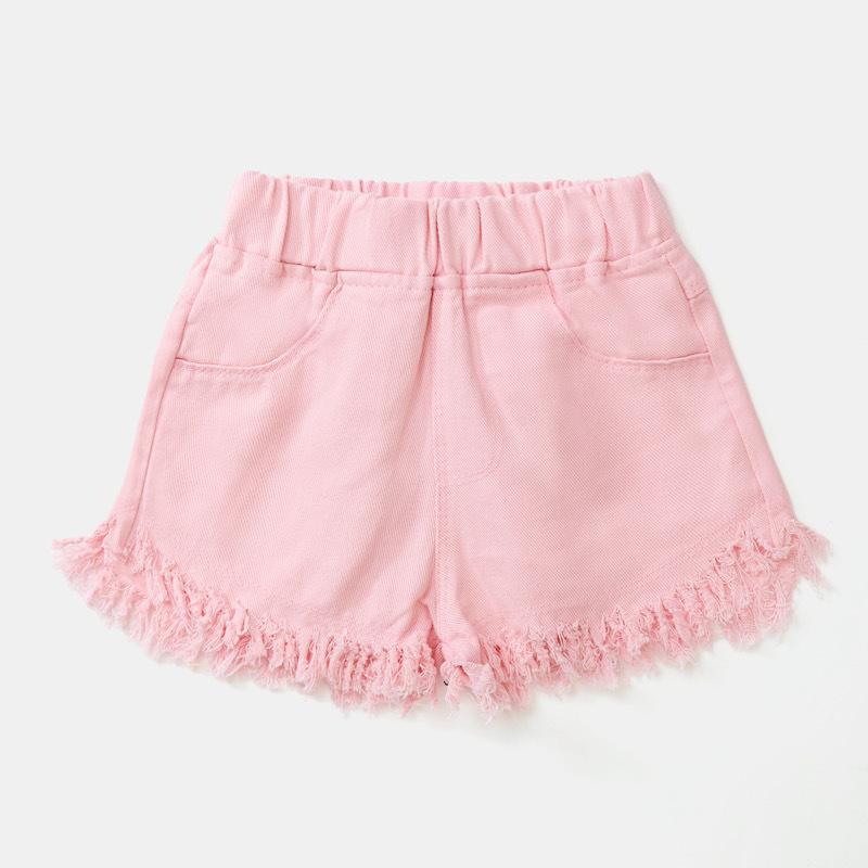 Girls' Summer Fashion Shorts Big Boys' Denim Colorful Tassel Edge Shorts for 3 To 12 Years Old Outwear Trendy Children's Pants