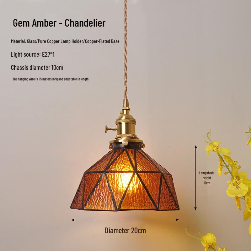 Nordic Retro Brass Glass Pendant Light - Ideal for Bar, Restaurant, Bedside, or Cafe.