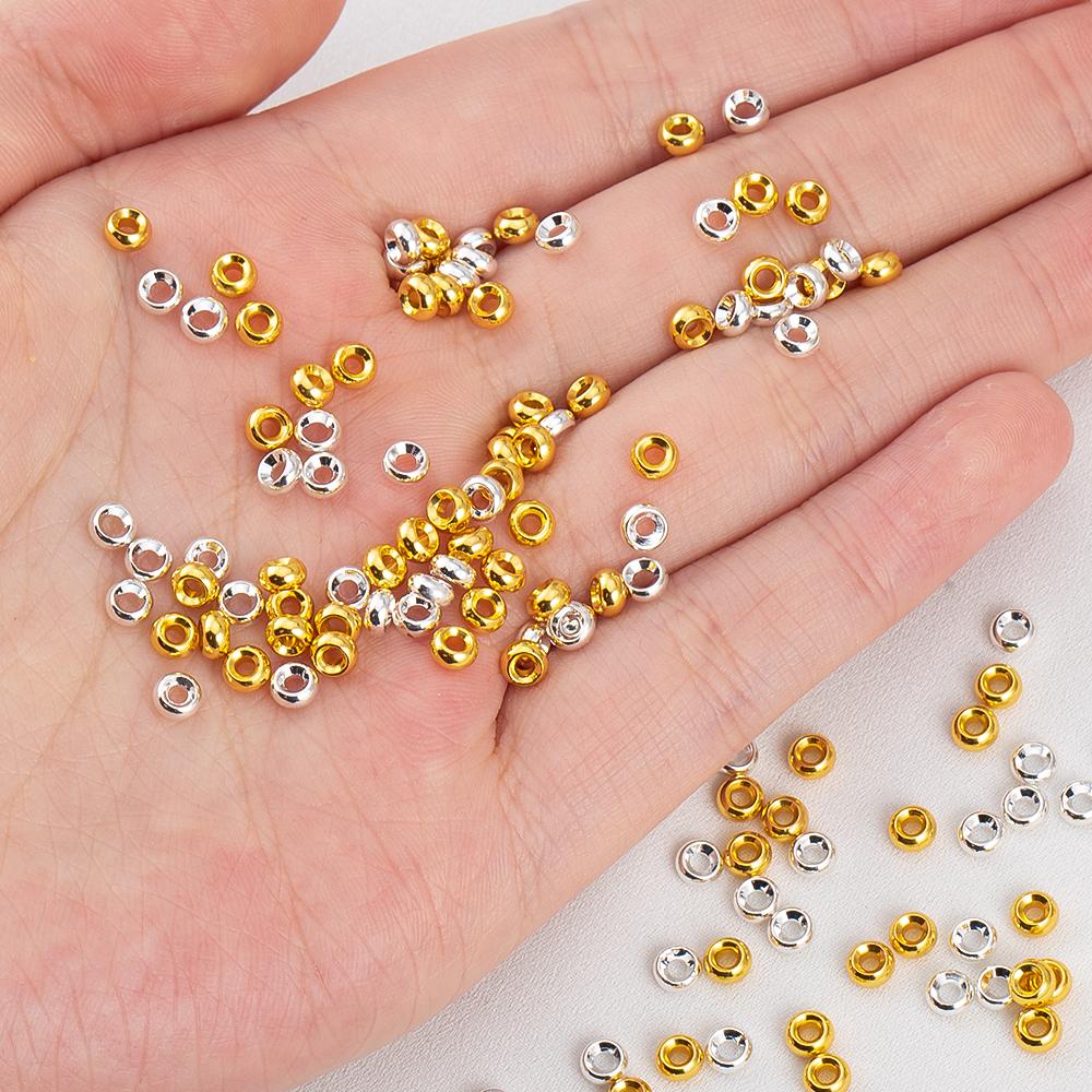 10pcs 20pcs 30pcs 18K Gold Plated Flat Round Bracelet Spacer Beads 4mm Circle Crafts Beads Necklace Jewelry Accessories Findings