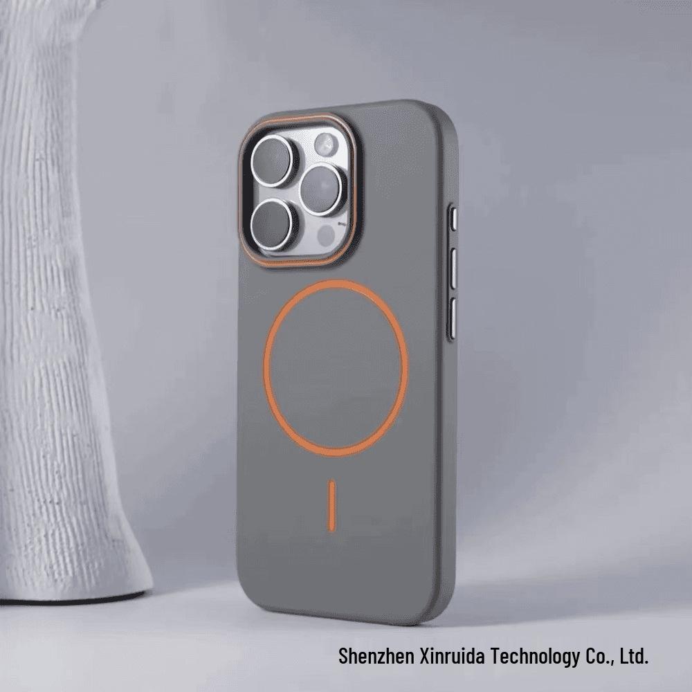 

Magnetic Frosted Skin-Feel Protective Case for iPhone 16 Pro Max, iPhone 15, and iPhone 14 - Anti-Drop, Color-Blocking Design. 15 Pro серый