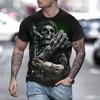 Streetwear Essential: Men's Short Sleeve T-Shirt With 3D Skull Graphic