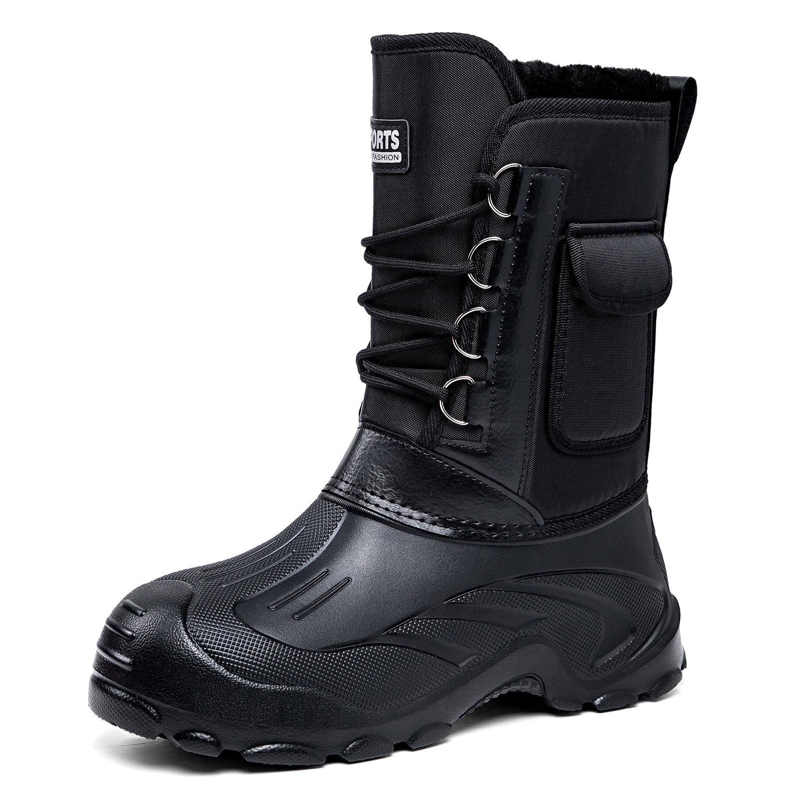 

New cotton shoes for men in winter, with plush and thick high boots, waterproof and anti slip, one foot cotton boots 40