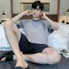 Men Pajamas Set Summer Short-sleeves Sleepwear Casual Cotton Sleepwear  Men Nightwear Shorts Pyjama Homme