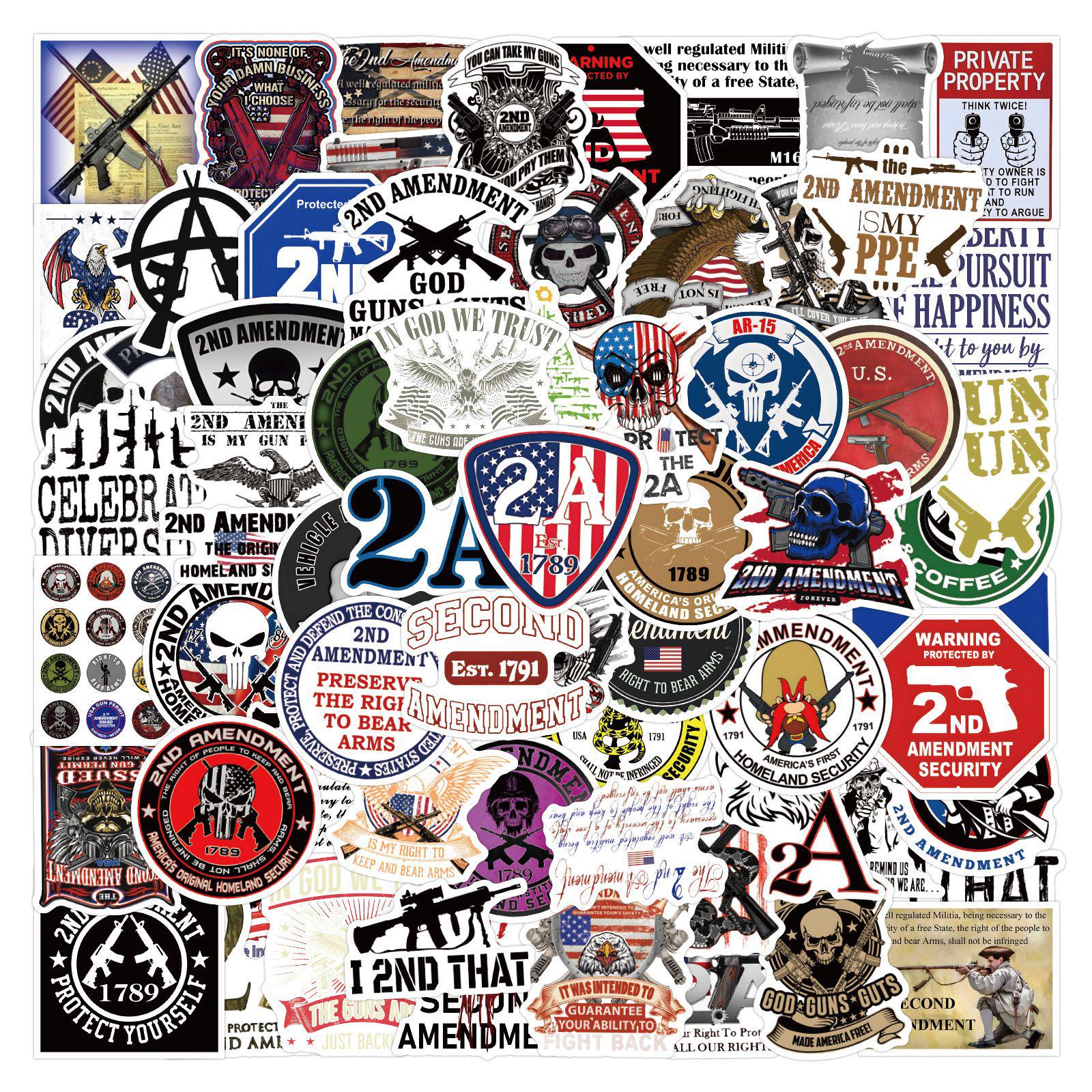 100 Cross-Border 2nd Amendment Graffiti Journal Waterproof Stickers for Suitcase Decoration