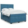 VidaXL Slat Bed Base and Mattress Blue 160x200 Cm Velvet, Bed, Platform Bed, Panel Bed, Bedroom Furniture 3293252