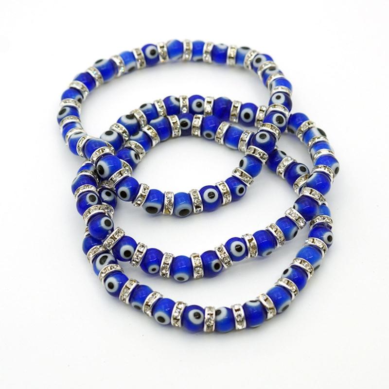 Turkish Eye Bracelet Glass Turkish Eye Bead Bracelet for Women Girls Gift (Blue Eye Bracelet)