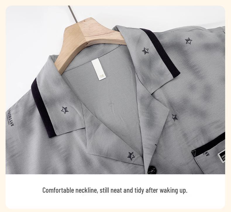 Men's Modal Cotton Pajama Set: Short Sleeve & Long Pants Summer Homewear - Wearable Outdoors