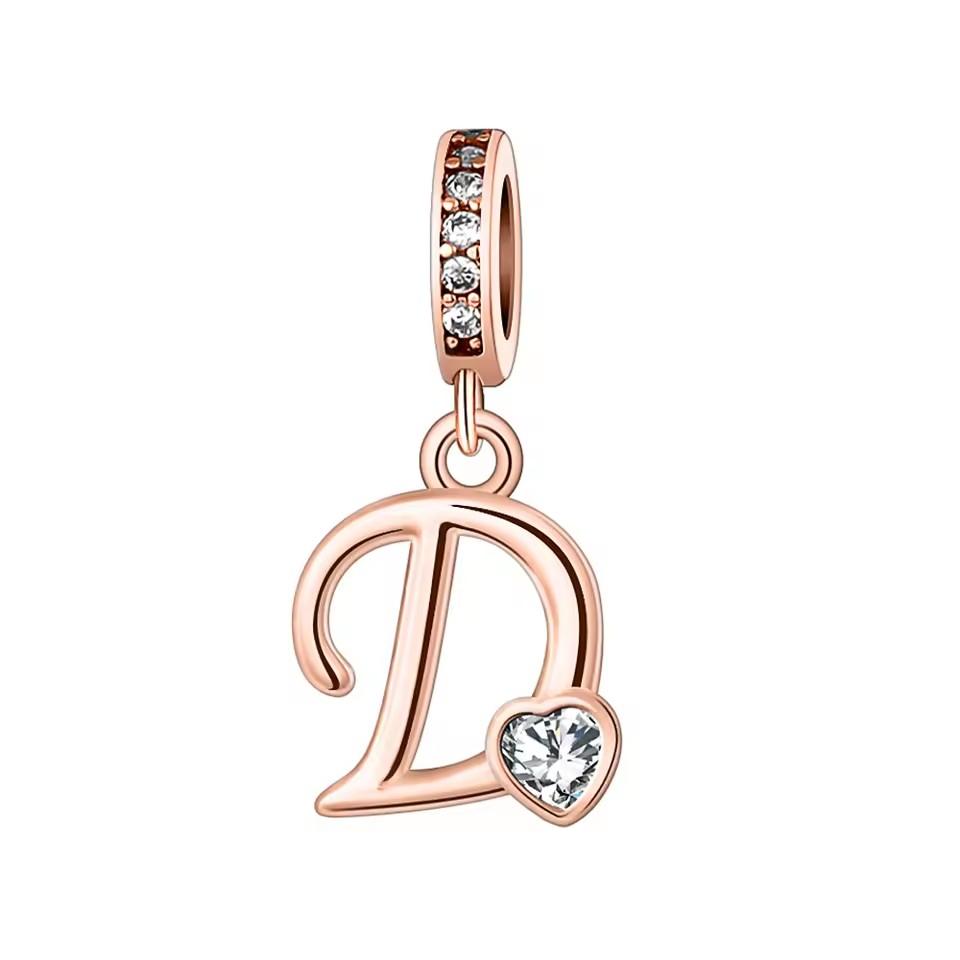 New Metal Rose Gold Light Two Tone 26 Letter English Pendant Charm Fit Ideal for Bracelets Necklaces Make your own Accessory Accessories Elegant