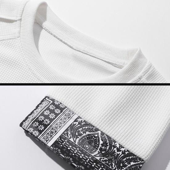 Bărbați hanorac casual cu design vafă fals din două piese cu mânecă lungă, top cu gât oana-gât, pulover de îmbinare pentru petrecere streetwear