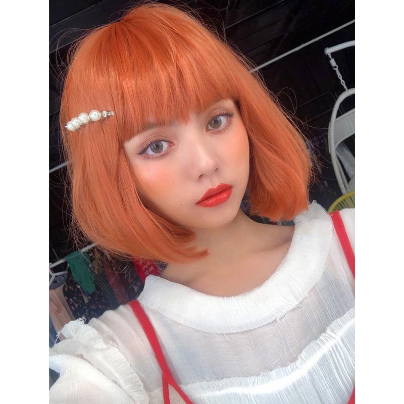 Wig Female Short Hair Bobo Head Nightclub European And American Style Barbie Pink Short Curly Hair Annual Meeting Christmas Party Style