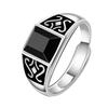 1Pc Open Mysterious Totem Ring, Men's Trendy Men's Obsidian Domineering Ring Ring, Retro Drip Gem Ring.