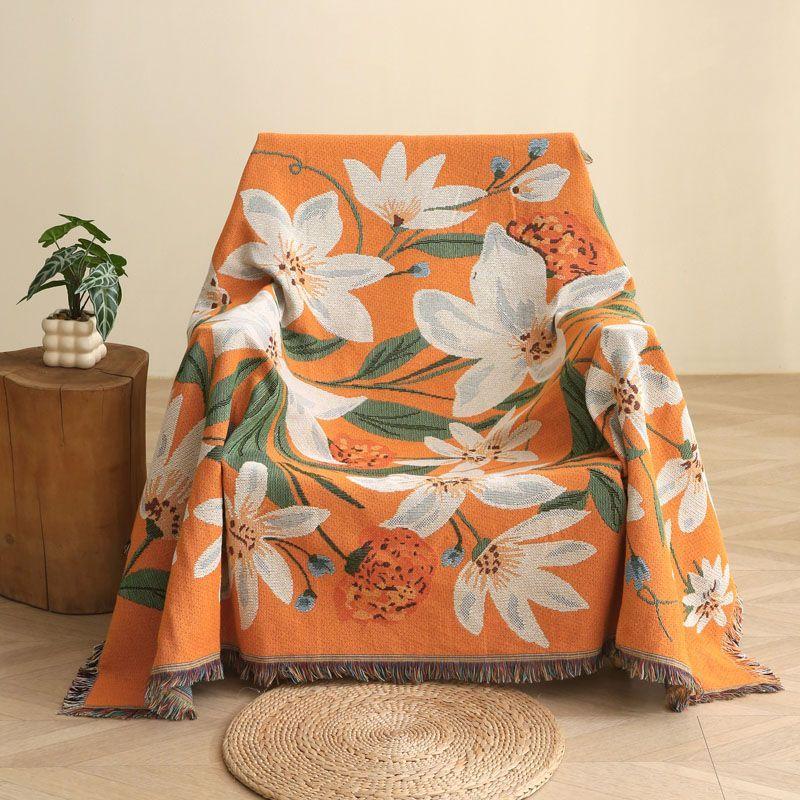 Tulip Single Sofa Throw, Two-Seater Sofa Cover, Small Round Tablecloth, Vintage Coffee Table Cover, Bedspread