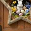 Påskkrans Kaninskylt Trähängande Hänge Rustik Högtidsdörr Väggdekor för Hem Trädgård Yttervägg Öppen spis Festlig Festdekor