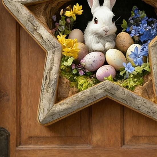 Påskkrans Kaninskylt Trähängande Hänge Rustik Högtidsdörr Väggdekor för Hem Trädgård Yttervägg Öppen spis Festlig Festdekor