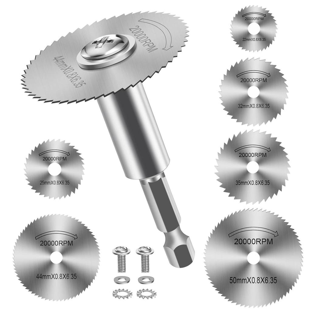 Hex Shank HSS Steel Saw Blade Set with Connecting Rod for Hand Drill - Cuts PVC Pipes.