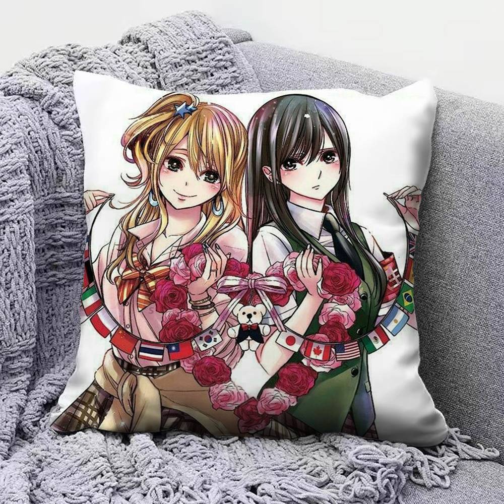 Yuzu and Mei Citrus Anime Girl Home Sofa Cushion Covers and Aecorative Custom Pillow Covers