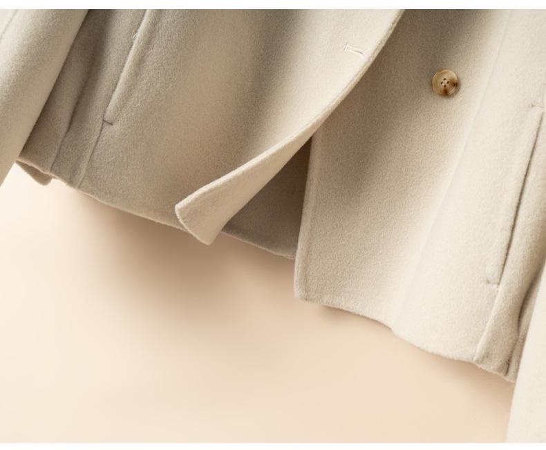 2025 A/W Stand Collar Double-Sided Cashmere Short Wool Coat - Women's Loose Korean Style, Elegant
