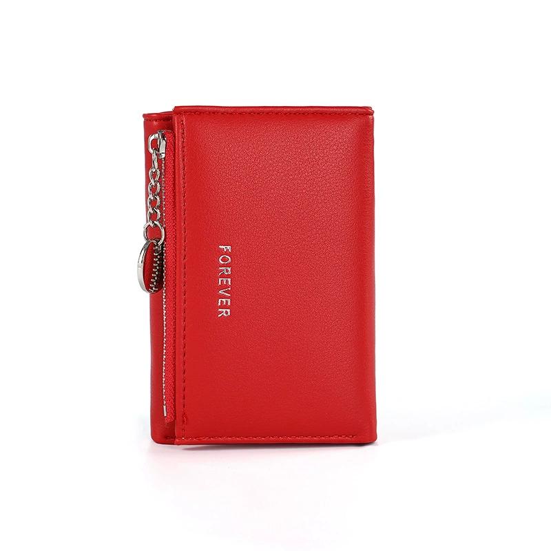 Chain Women Wallet 3 Folding Purse Leather Women Wallets Clutch Cards Holders Zipper Small Coin Pocket