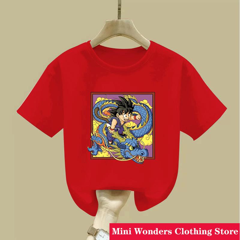 Summer Anime Dragon Ball Wukong Childrens Tshirt Summer Fashion Casual Tshirt Boys and Girls Clothing Tshirt Short Sleeved