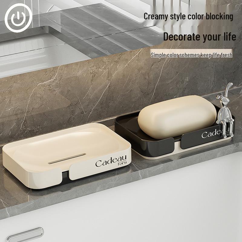 Double Layer Soap Dish for Dorm Bathroom - Countertop Storage and Drain Box
