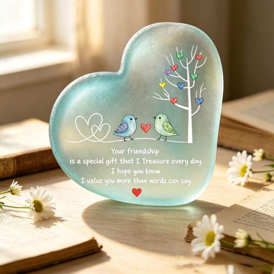 Inspirational Hanging Ornaments Heart Ornament with Heartwarming Message, Best Friend Decorative Acrylic for Friends Keepsake, Desk Decoration