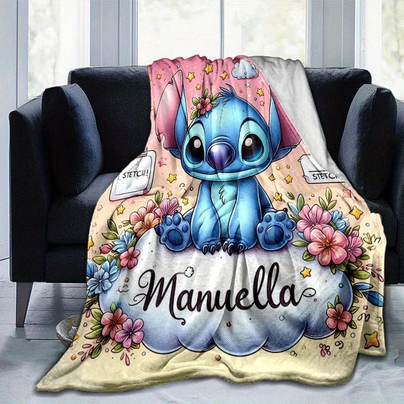 

1 шт. Милое одеяло с принтом Стича - Мягкое, всесезонное покрывало для гостиной, спальни, персонализированный подарок с очаровательным мультяшным дизайном 80cmx120cm(31inx47in)