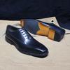 Italian Mens Genuine Leather Oxfords Classic Plain Toe Lace-Up Dress Shoes Handmade for Office Wedding Party Formal Occasions