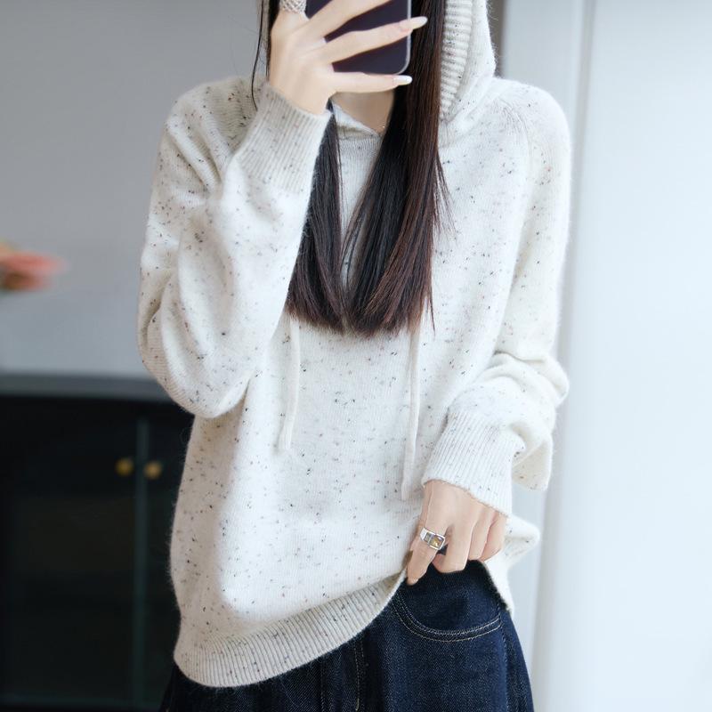 2025 Autumn/Winter Women's Casual Loose Knit Hoodie - Warm, Stylish, and Slimming.
