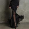 Elegant Retro Lace Patchwork Fishtail Mesh Dress for Women