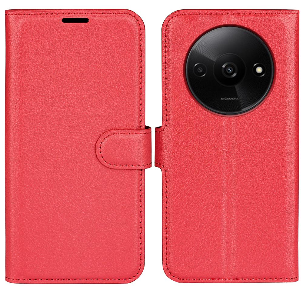 For Xiaomi Redmi A3 4G/Poco C61 4G Case Litchi Texture PU Leather Folding Stand Phone Cover