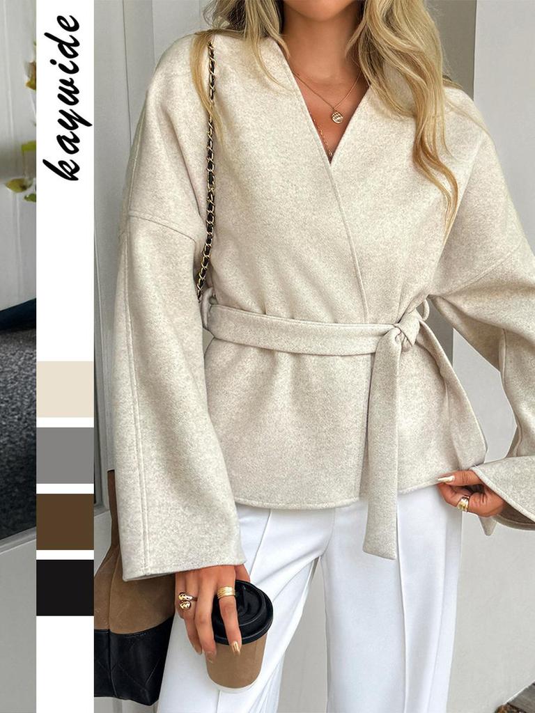 Casual Vacation Tie-up Long Sleeve Suit Jacket Women's Autumn Winter