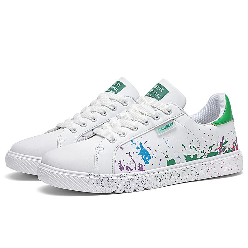 

Plus Size 36-46 Shoes for Men Fashion Summer Casual PU Board Shoes Sneakers Flat Sport Couple Lace Up Tennis Sport Shoes 46 зелёный