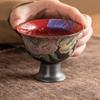 Kesi Handmade Flower Teacups Ceramic Black Master Cups High Foot Cup Chinese Kung Fu Tea Sets Household Tea Ceremony Teaware