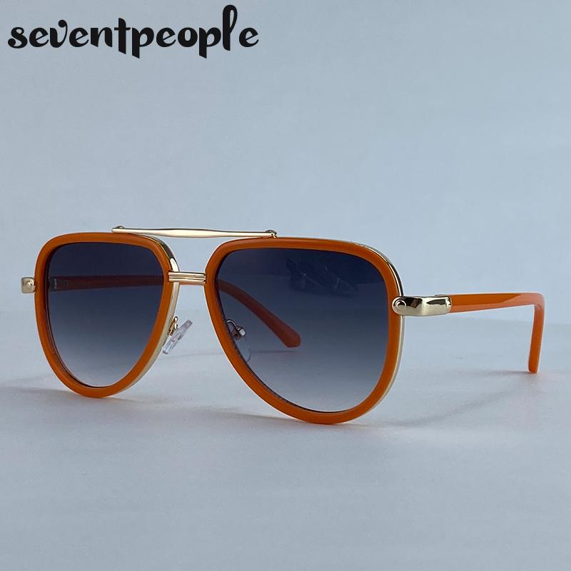 Vintage Oval Punk Pilot Sunglasses Men  Luxury Brand Steampunk Sun Glasses For Male Classic Double Beam Shades Eyewear UV400