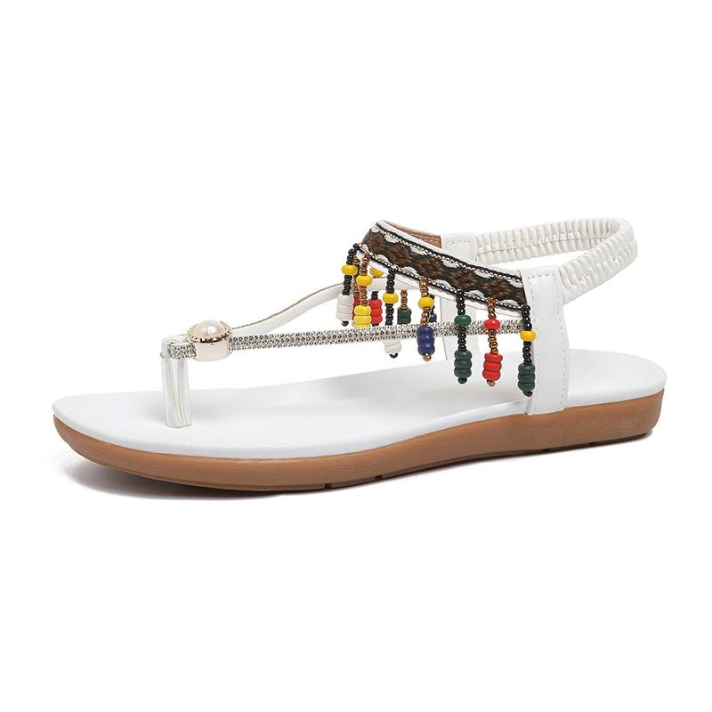 Summer 2026 Fashion Women Flats Rhinestone Plus Size Shoes for Women 36-43 Platform Elastic Band Sandals Beach Shoes