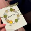 Natural Xiuyan Jade Lemon Yellow White Crystal Beaded Bracelet Unisex Fashion Jewelry
