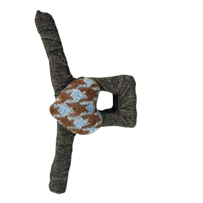 Retro Checkered Heart Clip Hairpin for Women, High-end Shark Clip Updo Hairpin, Houndstooth Hairpin