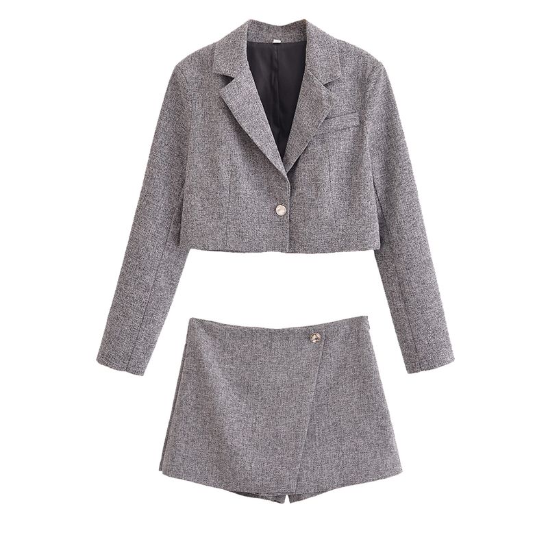 Kaslead New Arrival Women's Fashion Style Lapel Long Sleeve Suit Coat Culottes 9062154 9061154