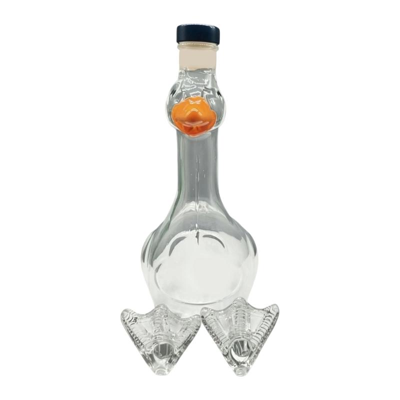 See Through Glass Liquor Bottle with Cap and Bird Profile for Cabinet Shelf Display, Liquid Storage, and Fruit Soak Projects for Daily Use