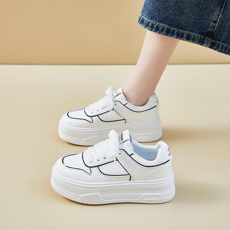 Fashion Sneakers White Skateboard Shoes Female Students Platform Heightening Sports Board Shoes Casual Flat Shoe Outdoor Travel Shoes